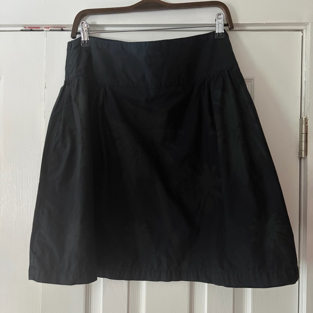 Norma Kamali Elegant Black Women's Cotton Light Palm‎ Tree Pattern Skirt 16 EUC